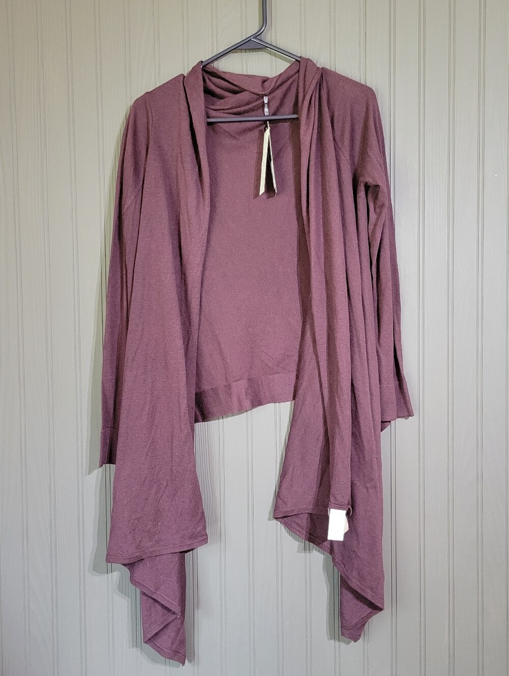 NWT Daisy Fuentes Open Front Knit Cardigan Sweater Tie Front Purple Women's MD